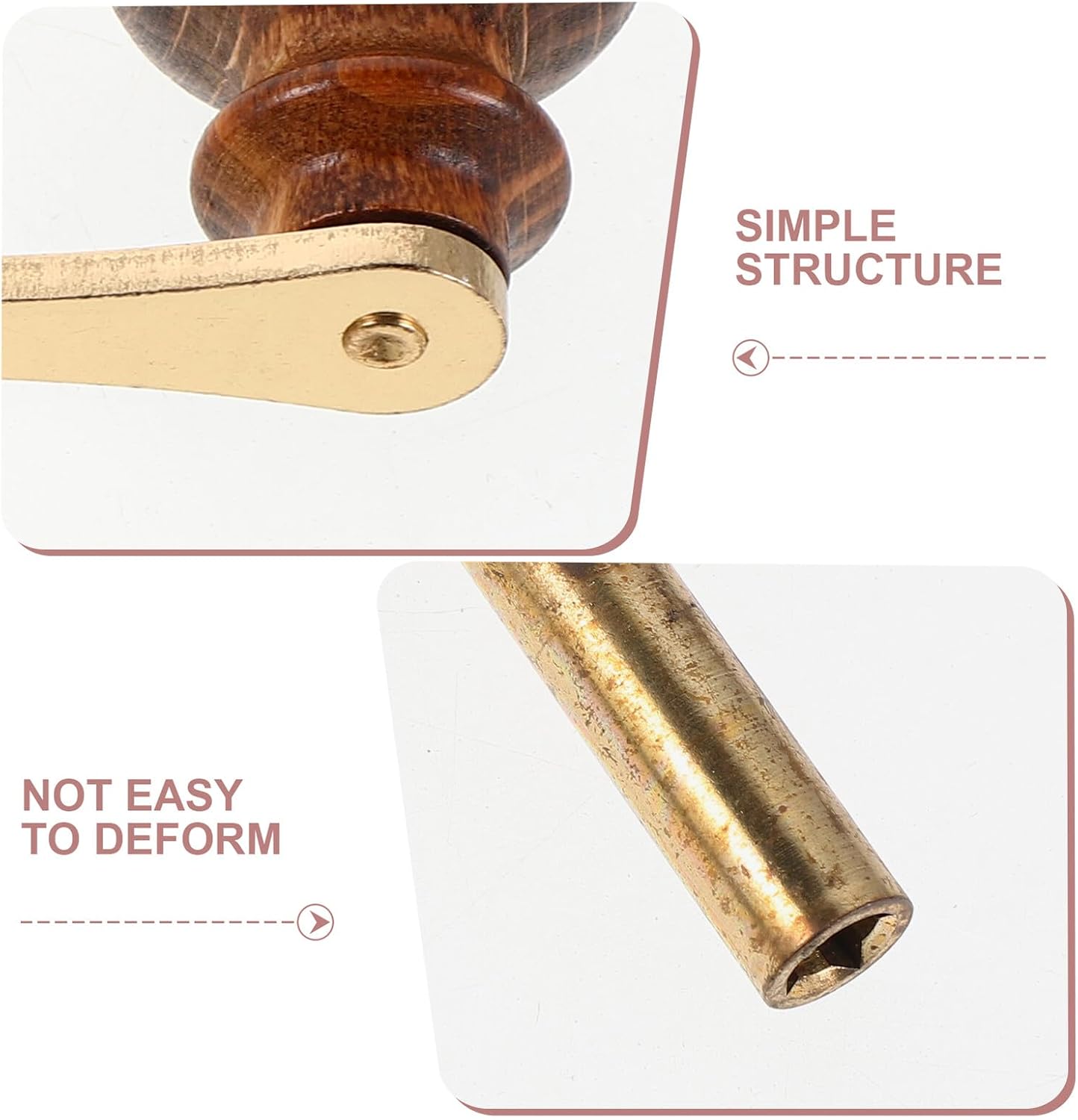 Grandfather Clock Winding Key with Metal Shaft and Wooden Handle 4mm I.d Manual Clock Movement Crank for Home Repair Replacement