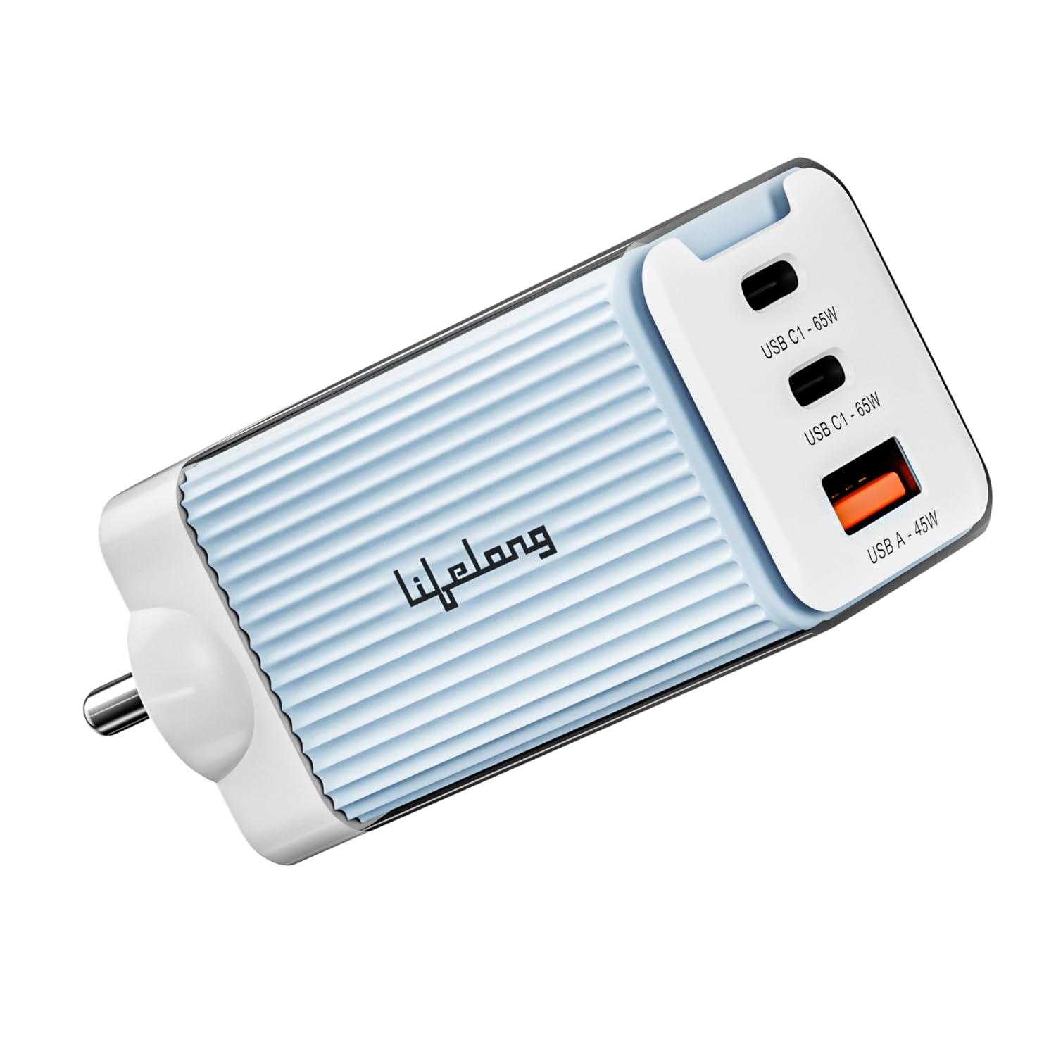 Lifelong 65W GaN Fast Charger with 3 Ports - 2 Type C & 1 USB for iPhones, Android Phones & Laptops: MacBook, Dell, HP, ASUS, Fast Charger with IC Protection & GaN Technology (Glacier Blue)-image-12