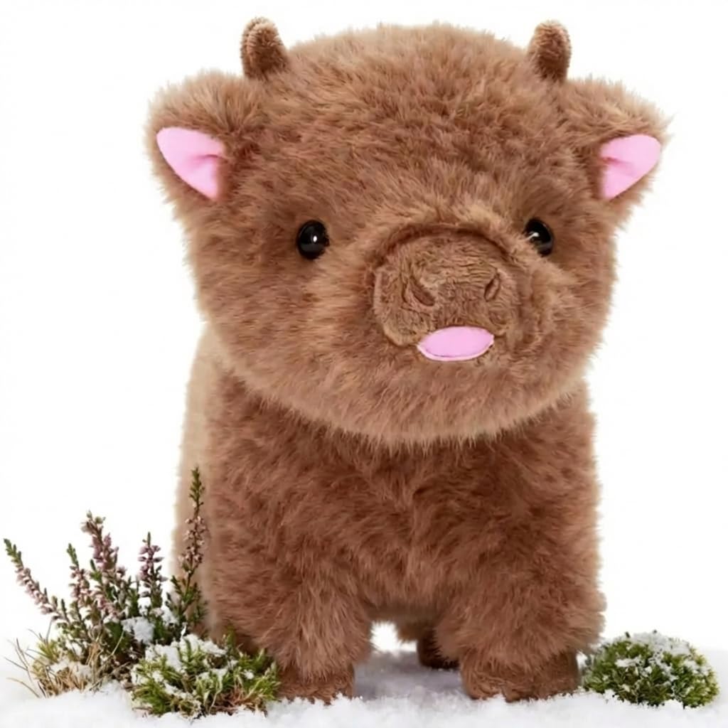 OUOZZZ Highland Cow Teddy – Soft Highland Cow Plush for Kids - Cute Stuffed Animal Gift