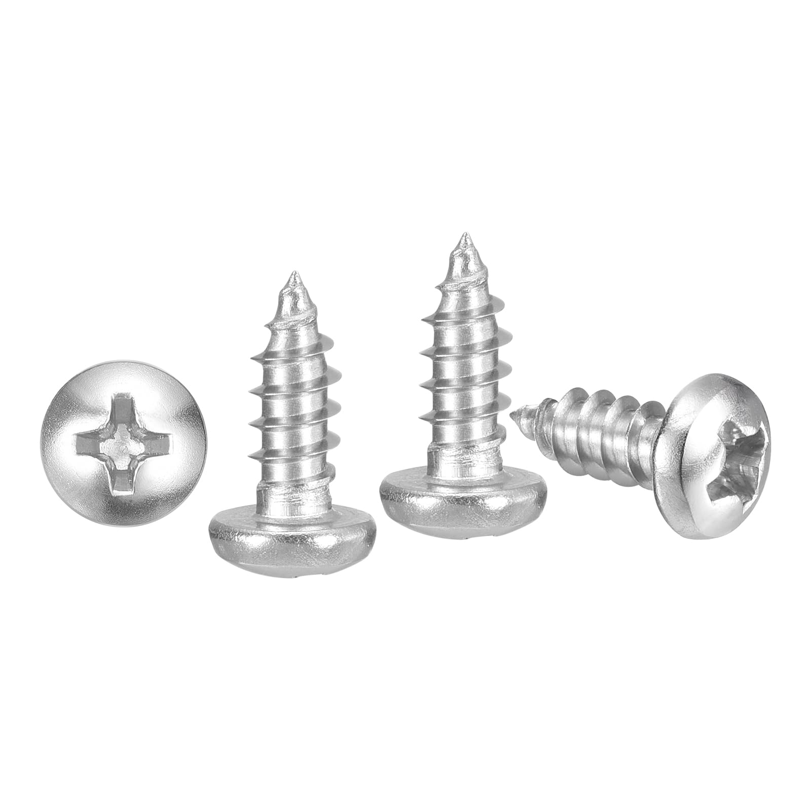 METALLIXITY Phillips Pan Head Self Tapping Screws(M4x10) 100Pcs, 304 Stainless Steel Self Drilling Screw for Metal Wood Plastic, for Cabinet Wall Shutter Plate Rock Furniture, Silver Tone โ image 1