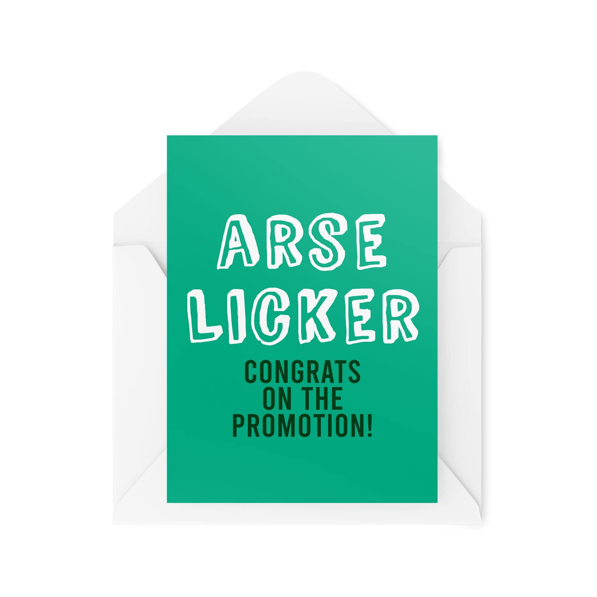Tongue in Peach Funny Cards Congratulations On The Promotion Ass Licker New Job Work Colleague Greeting Card Witty Humour Laughter Banter Joke Fun CBH93, White, A5, TIP_Card_CBH93