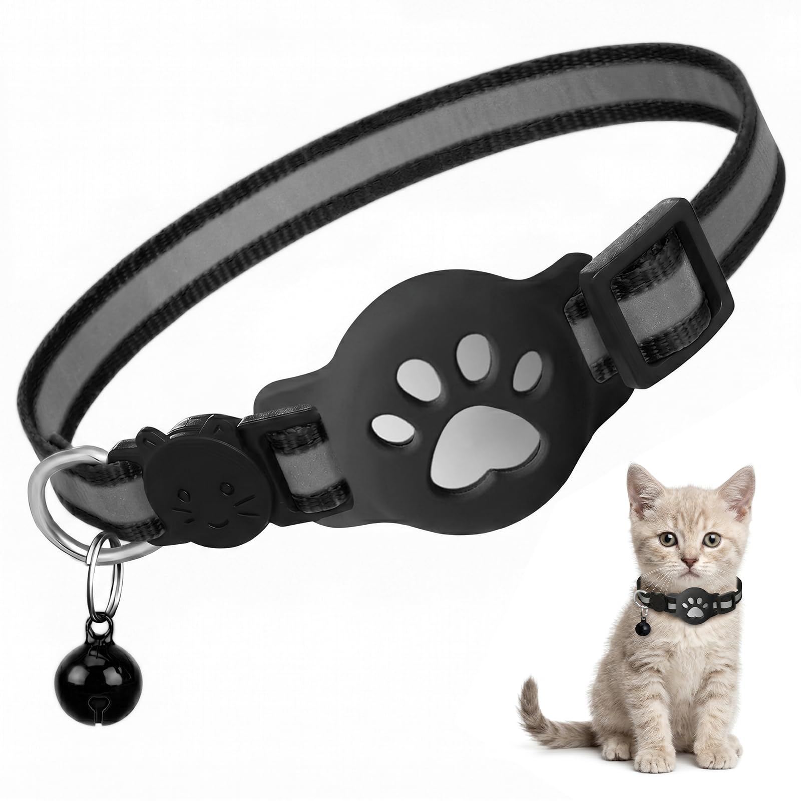 1 Collar Para Gatos Con Airtag Y Reflectante, Collar Elástico Para Gatitos Con Soporte Compatible Con Airtag, Juego De 1 Rojo, Accesorio Para Mascotas, Protección Y Seguridad