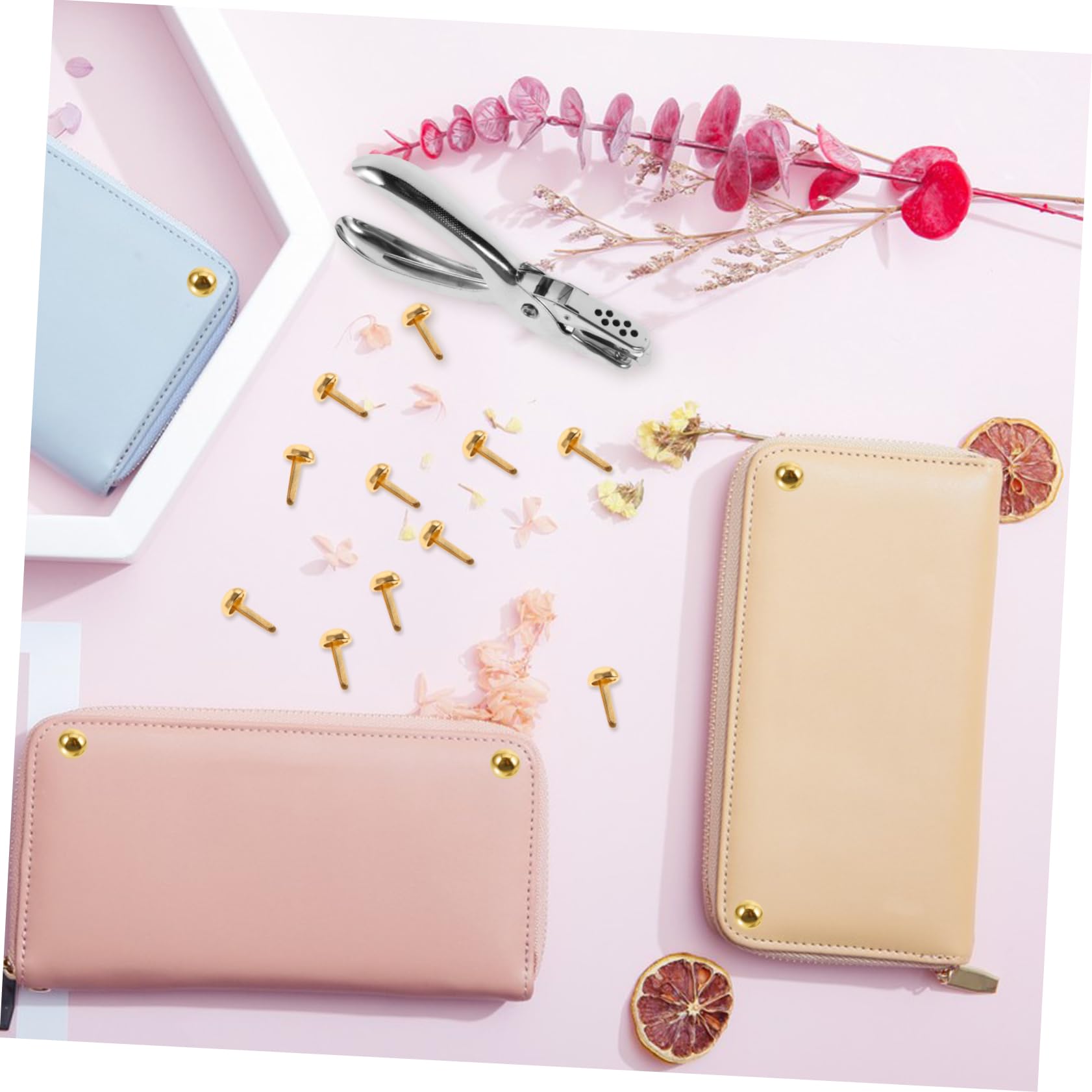 Operitacx 5 Sets DIY Brads Set Rivet Kit for Clothing Shoes Round Rivets for Crafts