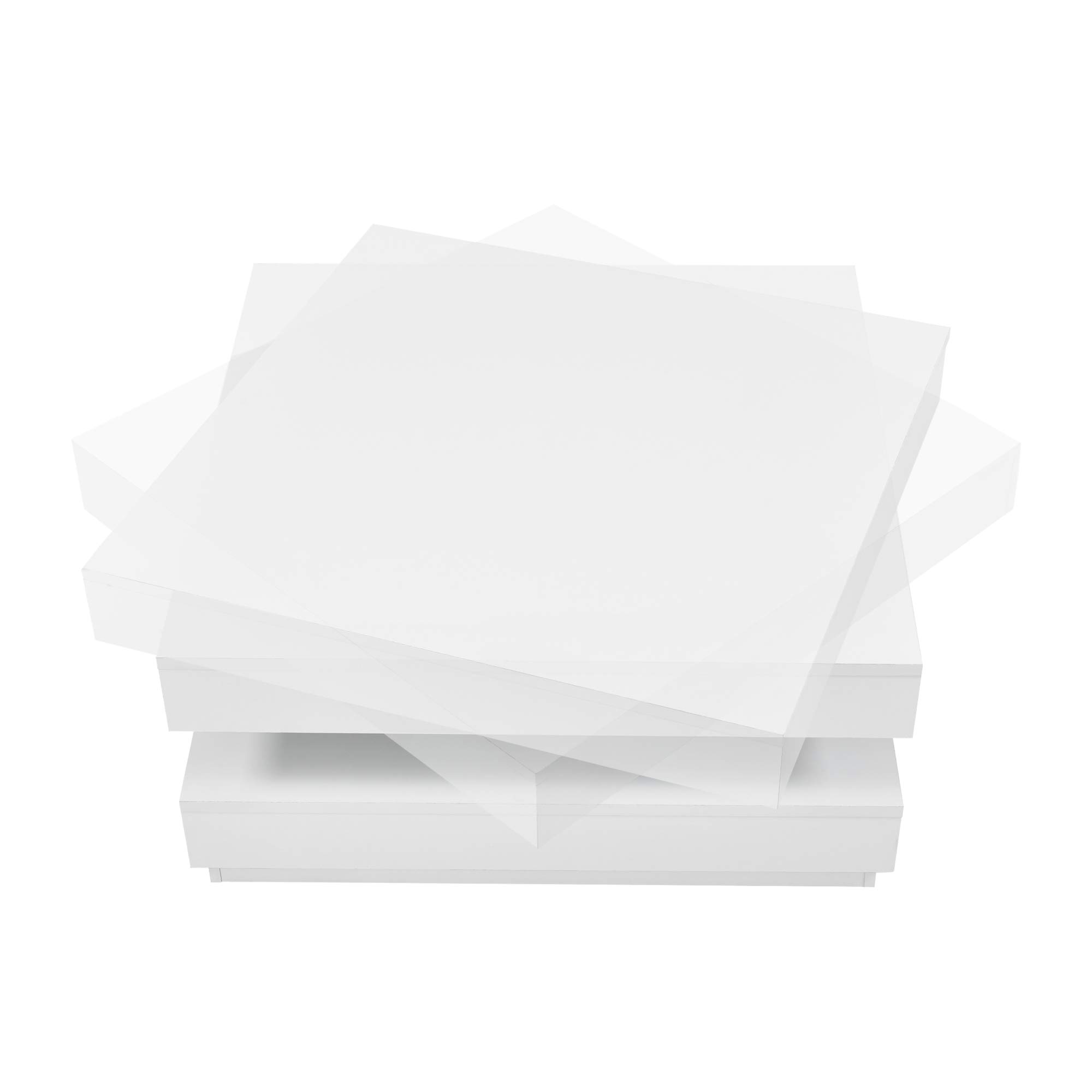 [en.casa] Tavolino da Caffè Multifunzionale con Piano Girevole Tavolino Basso da Salotto 76 x 76 x 38 cm con Ripiano per Soggiorno Sala - Bianco