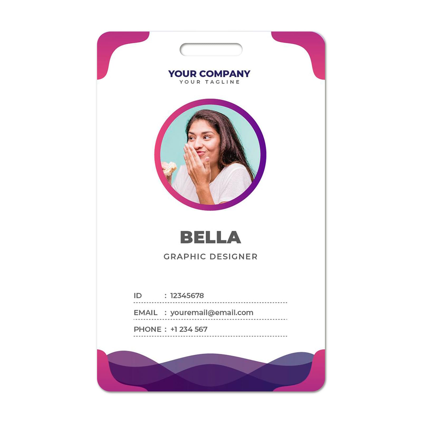 Custom ID Badge - Personalize Double-Sided Employee ID Badge with Name, Photo, Logo, and Barcode for a Customized and Unique Photo ID Card Solution, 2.8 x 3.9 Inch