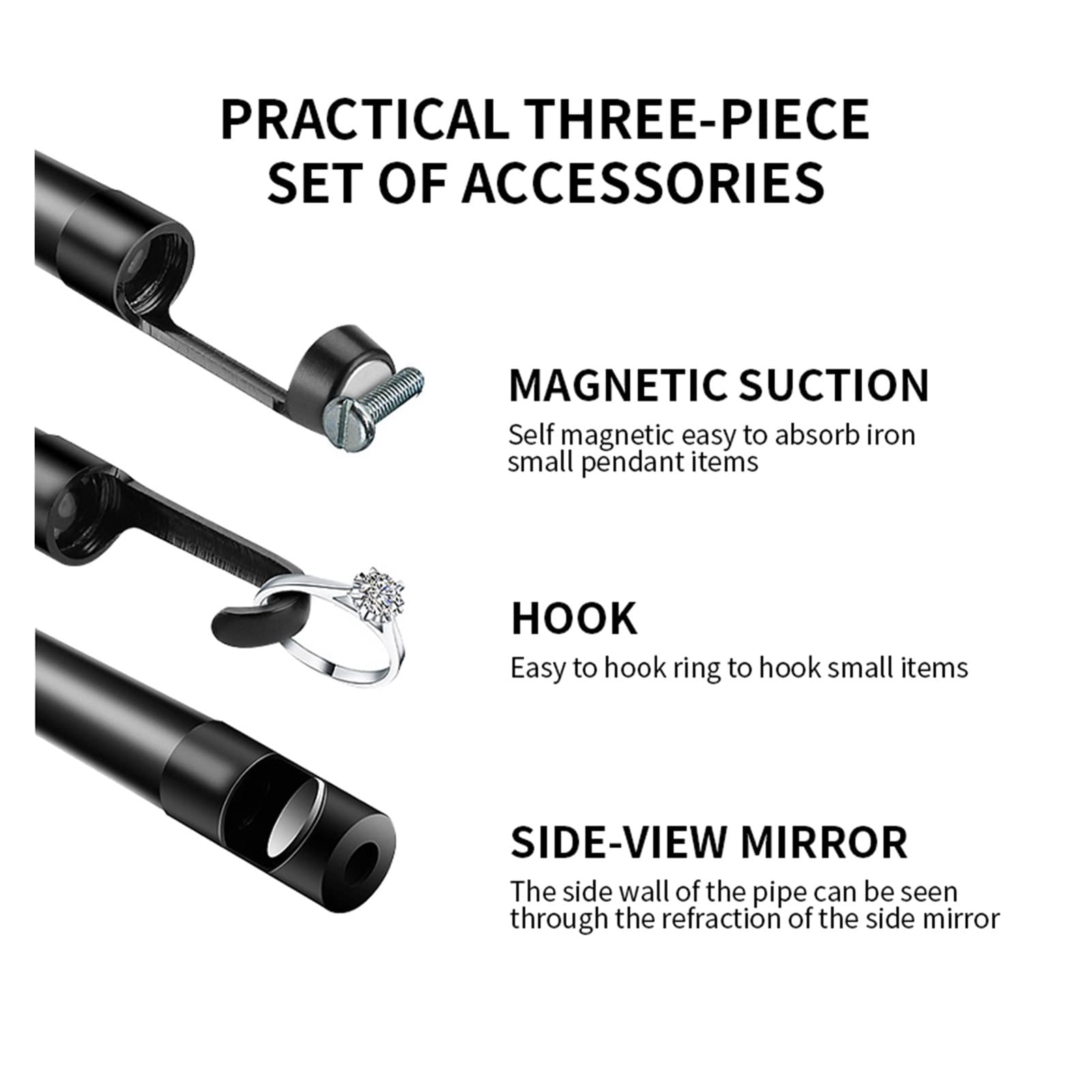 5 pollici IPS. Camera di ispezione Single & Dual Lens Lcd. Endoscope 3x Zoom. IP67. Fotocamera BoresCope impermeabile con 8 regolabili PORTATO(10m,8mm Single lens)