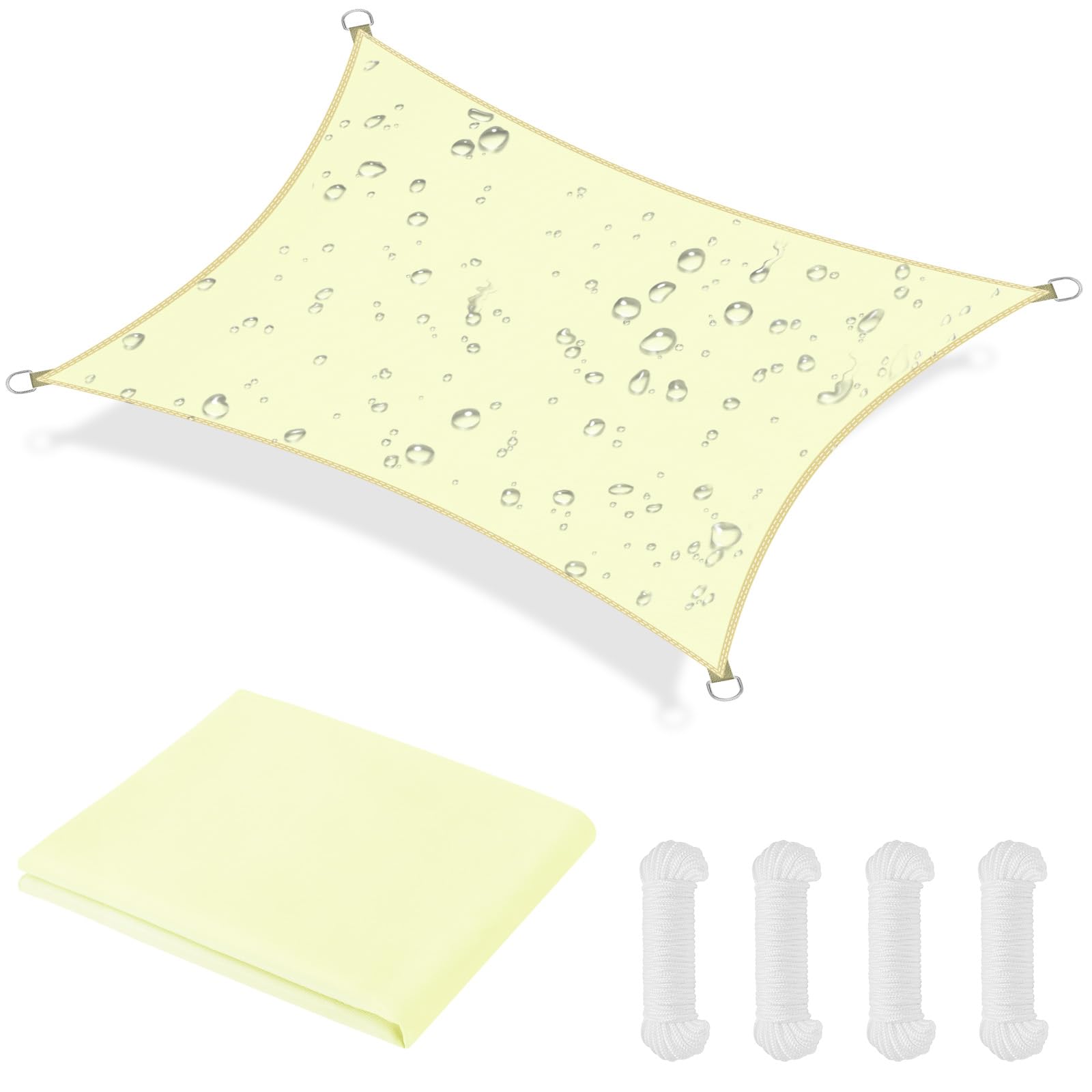 OFFCUP Sun Shade Sail, 3m x 4m Rectangle Awning Canopy, 160gsm Waterproof Shade Sail Garden Sun Sail Patio Canopy 95% UV Block with Free Rope, for Outdoors, Garden, Patio, Yard, Party (White) — image 1