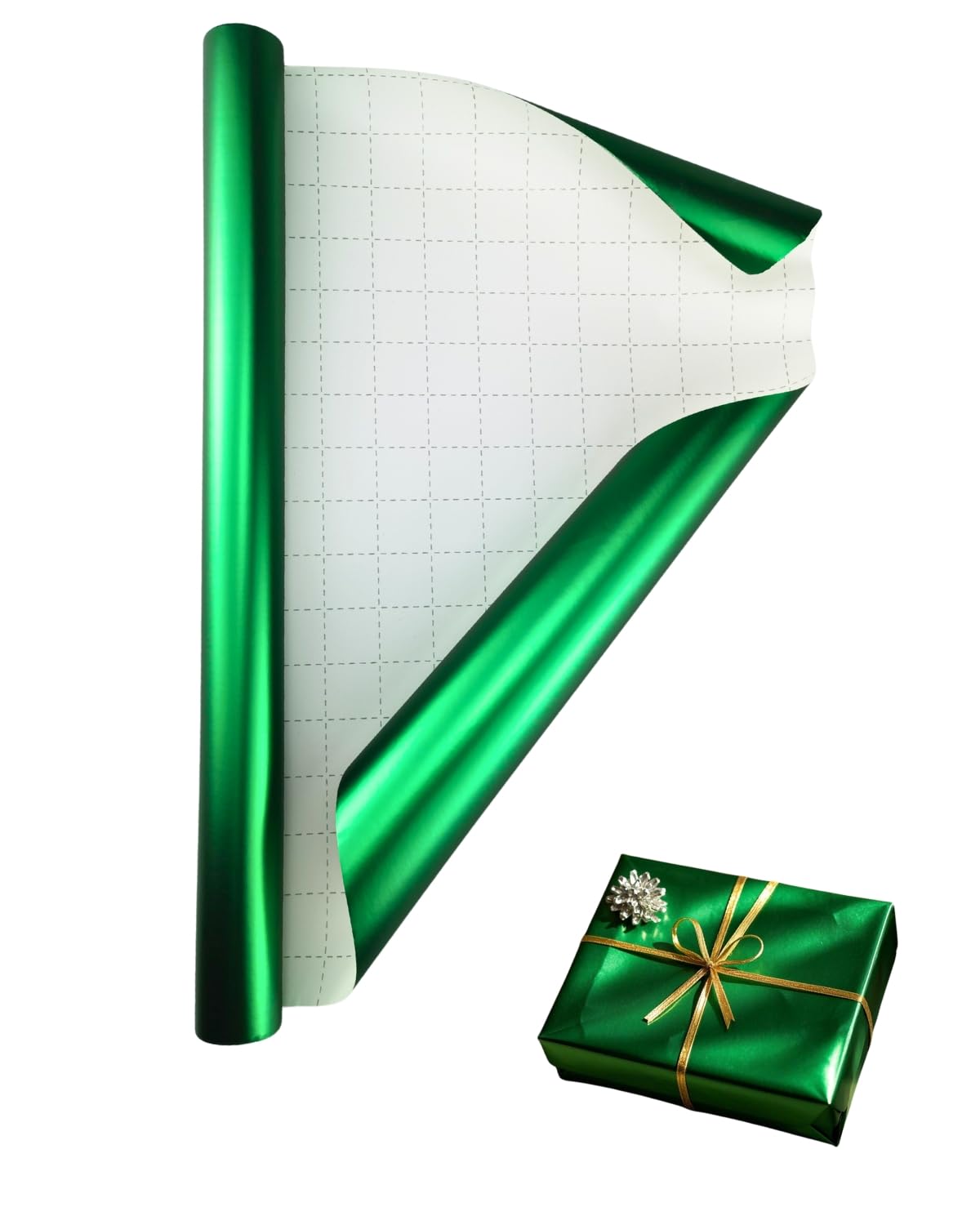 Mattglanz Geschenkpapier,Mattes Geschenkpapier Metallisch Geschenkpapierrolle für Weihnachten, Geburtstage, Ostern und alle festlichen Anlässe (Grün, 43cm*3m)