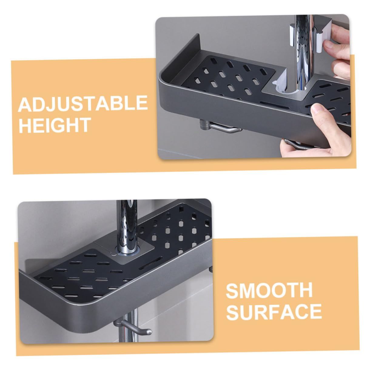Cabilock Estante de Ducha para Baño 3 Piezas de Plástico para Barra Redonda | Altura Ajustable, Instalación sin Taladro, Compatible Barras Redondas Comunes de 2, 3 a 2, 4cm