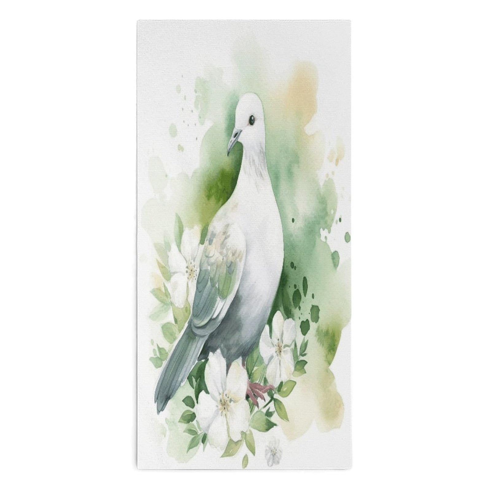 Fodpand Style Dove With A Flower Microfiber Towels, Decorative Bath Towel Soft & Lightweight, Hand Towels Multipurpose Use For Bathroom, Pool, Gym, Spa, And Hotel Use