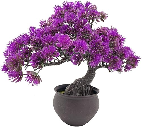 Fycooler Plantas artificiales bonsái enebro artificial en maceta, pino japonés, simulación de bonsái zen, planta falsa, árbol bonsái artificial para