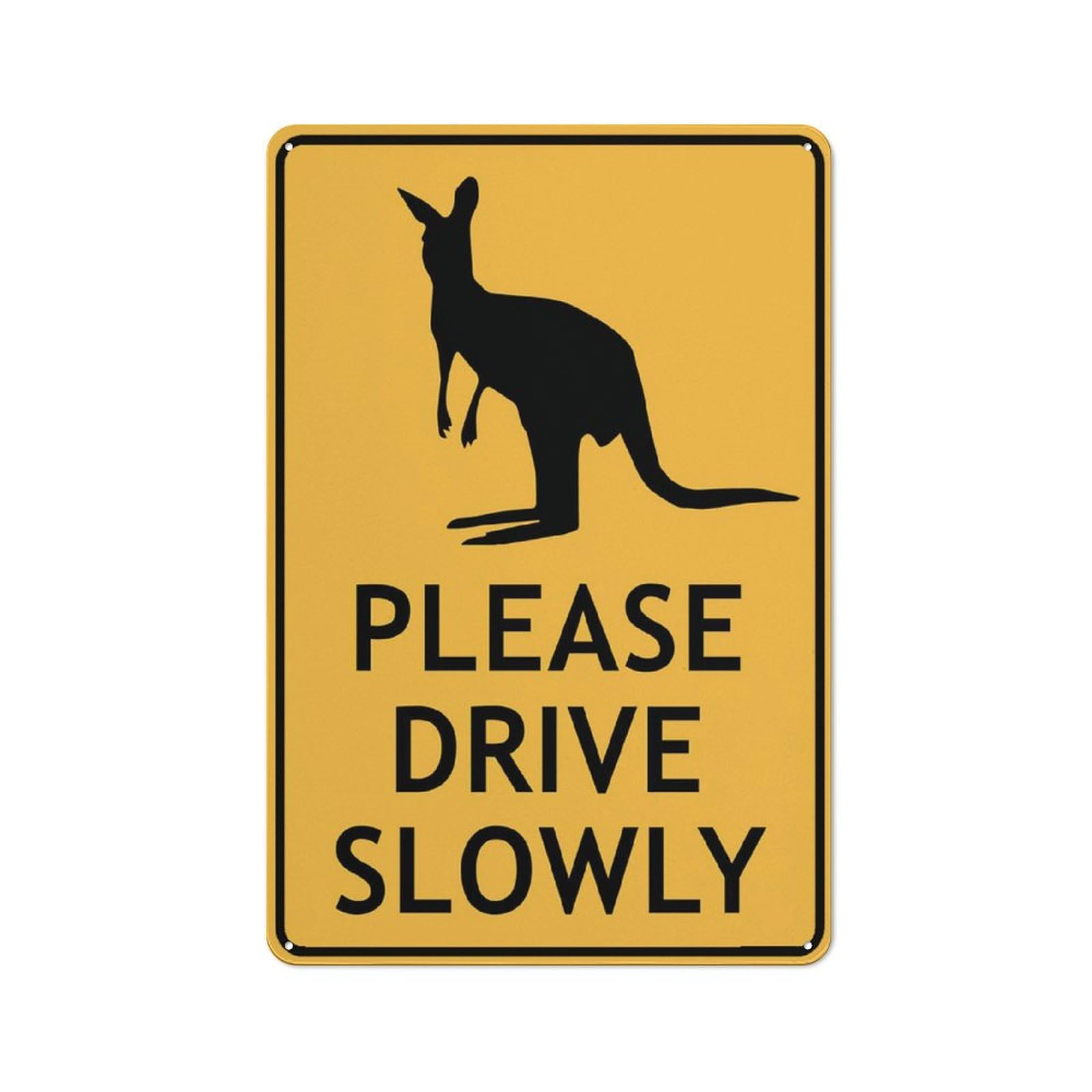 Wallaby Please Drive Slowly Sign 12X8 Inch Aluminum Uv Ink Printed For House And Business