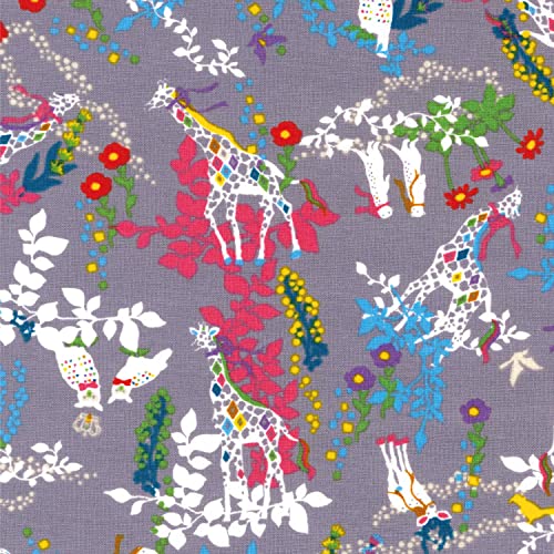 KIYOHARA Kayo Horaguchi シーチング flower drif 生地 綿 100% 110cm巾×1mカット Col.GRY グレー HKF-68C