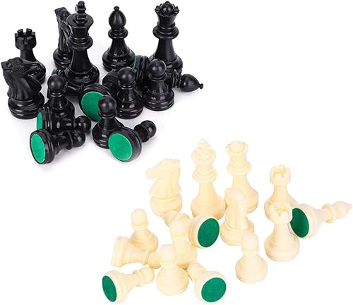 Miniatura 8 de Dioche Solo piezas de ajedrez de plástico, 32 piezas de ajedrez, juego de ajedrez internacional completo para tablero de ajedrez, reemplazo de