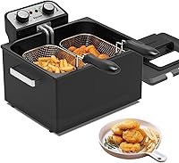 Vista 1 de Freidora eléctrica grande de 1800 W, 5 litros21 tazas con 3 cestas de freír, temperatura ajustable, tapa de ventana de visión, olla de freidora