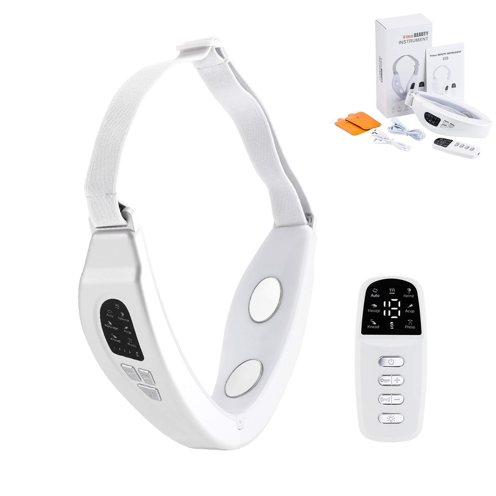 FELIXIZ Masajeador Facial con RF, 5 Colores LED & Calor 40°C, 6 Modos & 18 Niveles, para Papada & Contorno Facial Visiblemente Redefinido