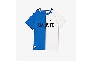 Lacoste Kids' Boys' Short Sleeve Crew Neck Color Blocked Large Writing Tee Shirt