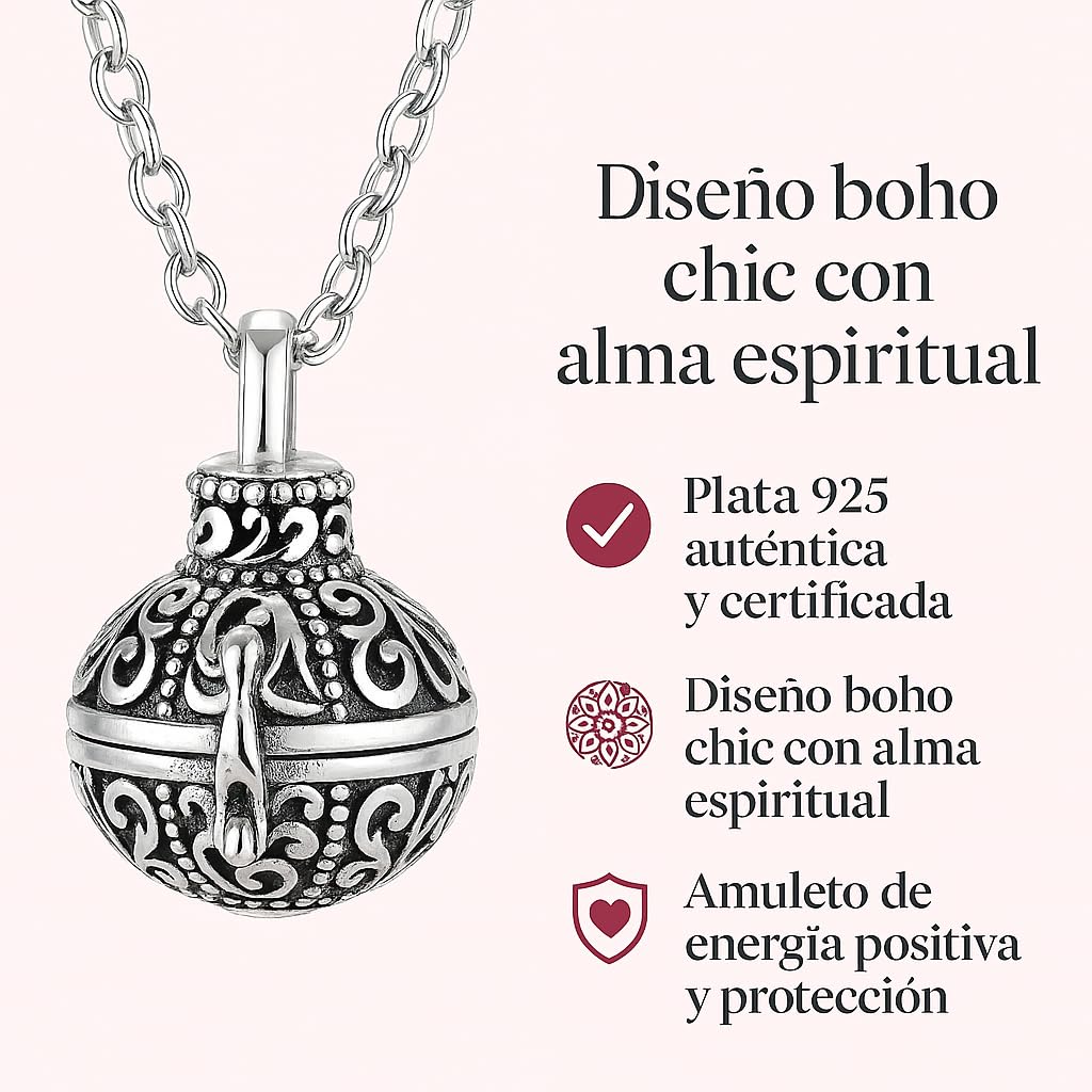 Colgante Conmemorativo de Plata Envejecida – Joyería Espiritual para Guardar Recuerdos – Amuleto Boho con Compartimento para Cenizas, Cabello o Perfume – Regalo de Amor y Protección