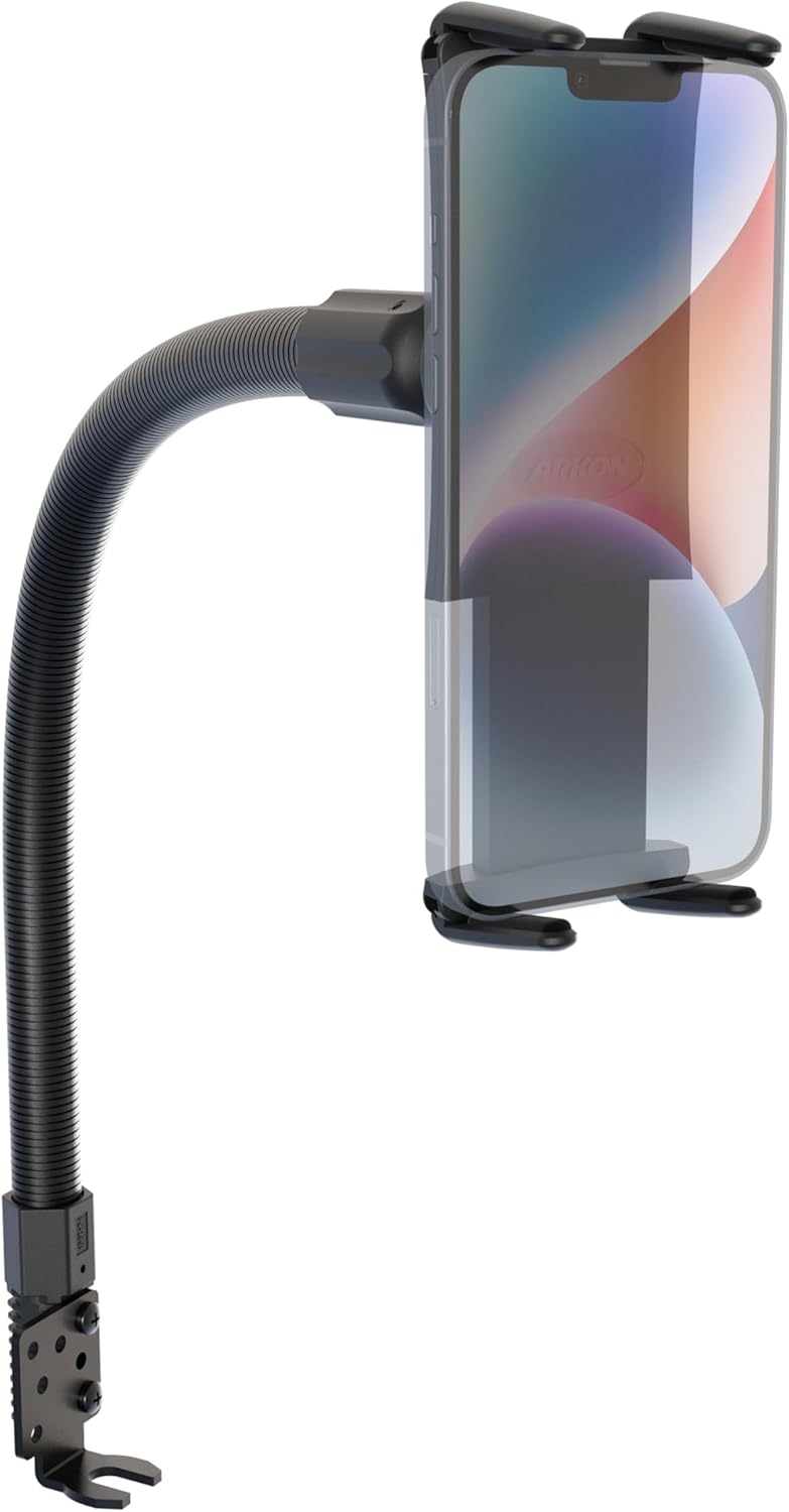 Arkon Mounts - Car Seat Rail Phone or Tablet Mount | Flexible Positioning | 22" Gooseneck | 360° Adjustability | Tablet Holder fits iPhone, Galaxy, Note and more | Up to 8" Screen Size