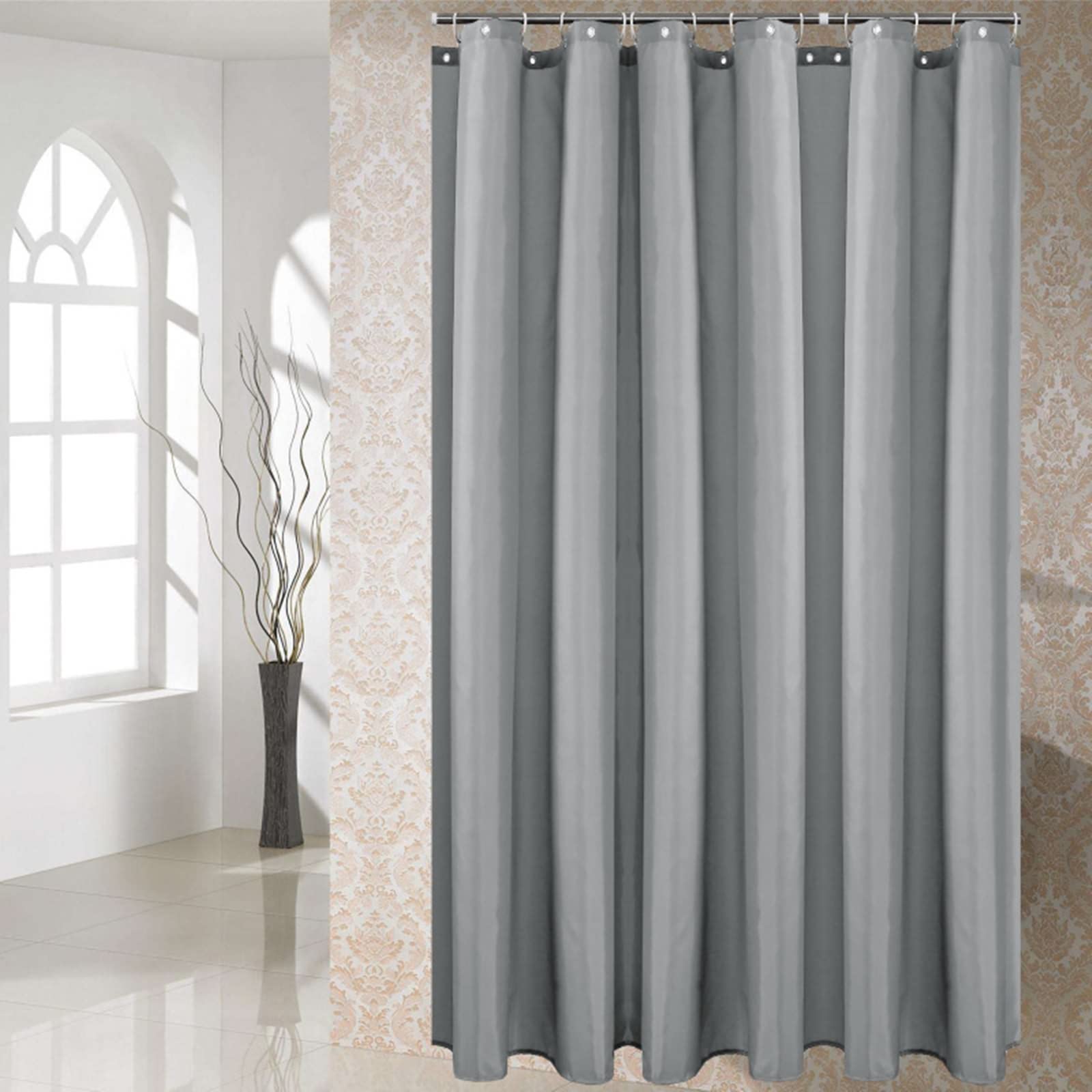 Beydodo Shower Curtains for Bathroom, Polyester Shower Curtain 100 x 180 Solid Colour Light Grey