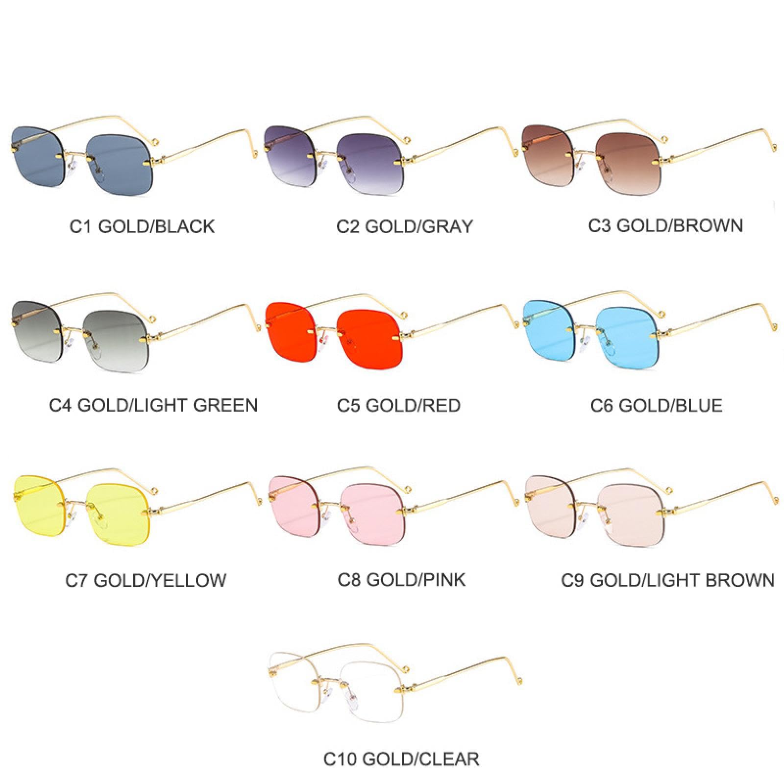 Gafas de sol pequeñas sin montura para mujer, estilo punk, para hombre, sin marco, con lentes azules transparentes, UV400