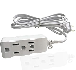 Multi Plug Outlet Extender Box,3-Outlet Surge Protector Power Strip with 3rd Grounding Pin, Input :2 Flat pins,Output:3X3pins( 3rd Grounding Pin),3FT,6Ft,9Ft,15Ft Long Extension Cord, White(0.9m/3Ft)