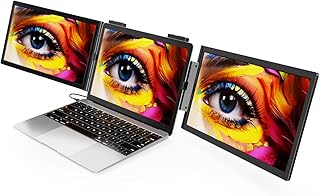ラップトップスクリーンエクステンダー 14インチ ポータブルデュアルモニター 1920X1080 QHD IPS 240°回転ヒンジ トリプルモニター プラグアンドプレイ 13.3インチ~15.6インチのラップトップと互換性あり Mac Wins Android
