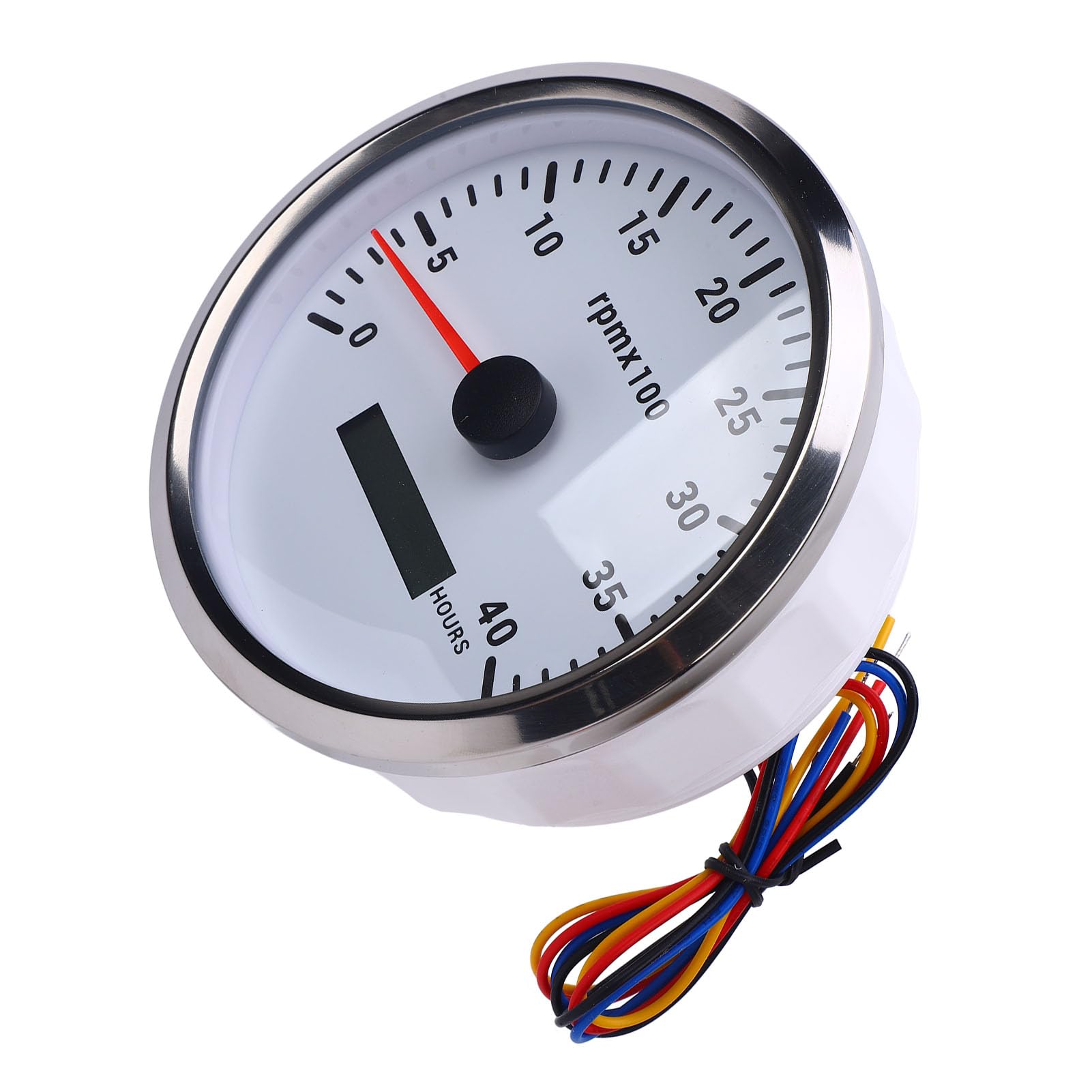 Keenso Tachymètre 110 Mm, Jauge 4000 Tr/min avec Rétroéclairage 7 Couleurs et Compteur Horaire, pour Camions, Tracteurs, Remorques, Voitures, Camping-cars et Bateaux, (Cadran blanc, lunette argentée