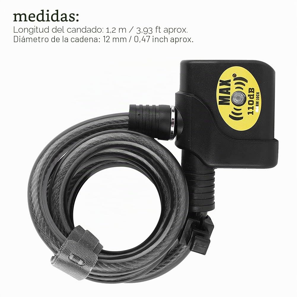 Alarma de Bloqueo de Bicicleta EVTSCAN con Seguridad Universal remota, Cadena de Alarma electrónica de 110 dB, Bloqueo de Seguridad antirrobo para Bicicleta