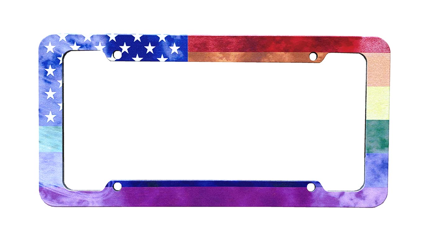 Rainbow License Plate Frame American Flag Gay Pride Colorful Car Tag Cover