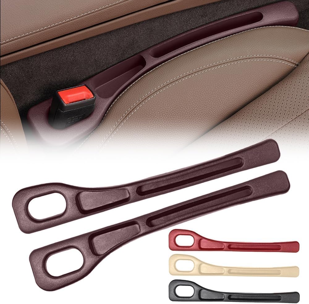 ONEMAJI 2 Pcs Car Seat Gap Filler Organiser for Mazda3, Seat Crevice Storage Box Side Pocket Vehicle Mounted Gaps Organiser,Brown