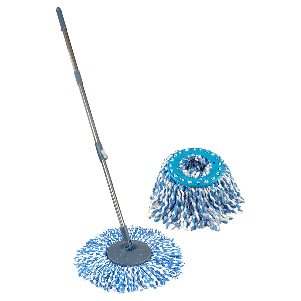 Primeway® Stainless Steel 124cm Extendable Floor Mop Handle/Stick with 2 Pcs Premium 130g Mop Head Refill Replacement Spares Set | Grey (B08278HXC6) Amazon Price History, Amazon Price Tracker