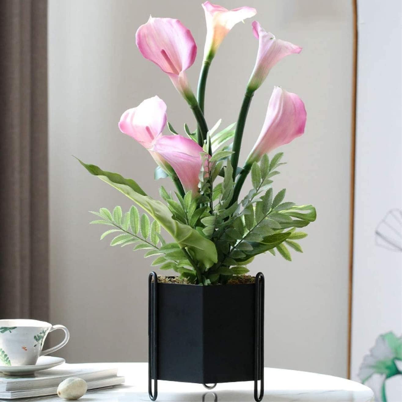 Künstliche Blumen Wunderschön Künstliche Blumen Real Touch Calla Lily Fake Blumenvasen-Set Für Heimdekoration Künstliche Blumen wie Echt