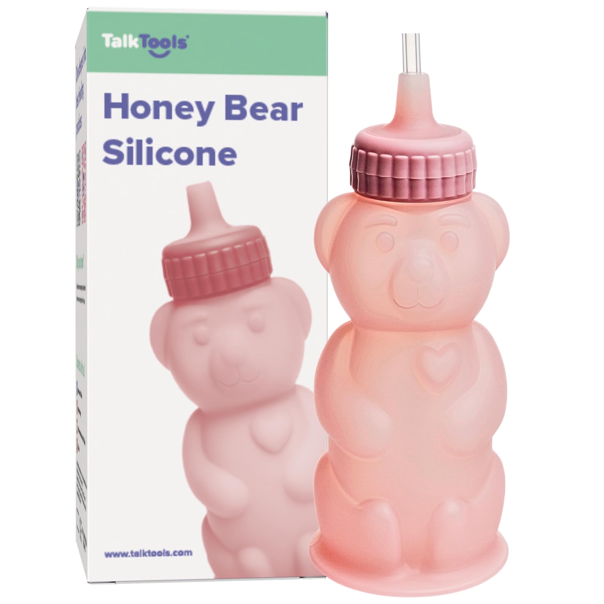 Photo 1 of TalkTools Honey Bear Silicone Straw Cup, Dishwasher Safe Baby Drinking Bottle, Premium Food-Grade Material, Honeybear Sippy Cup for Ages 4+ Months, Kids and Toddlers (Single 8oz) (Bubblegum)