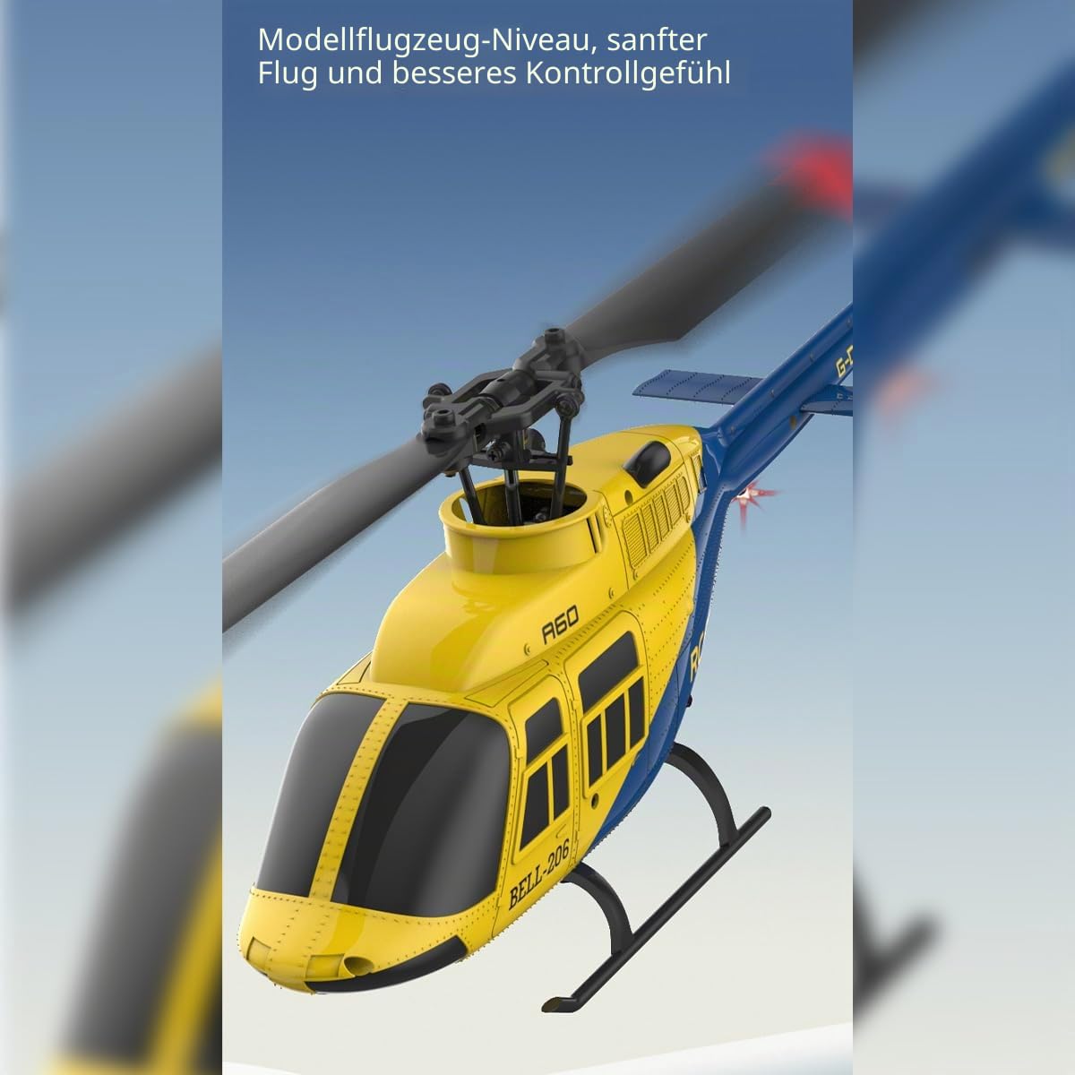 A60 1:42-Maßstab RC Helikopter, BELL206 90-Klasse 2,4G 4-Kanal Einzelrotor-Schwungarmfreier Mini-Ferngesteuerter Hubschrauber Für Erwachsene, Mit Optical-Flow-Höhenhalt (RTF-Version/Grau)