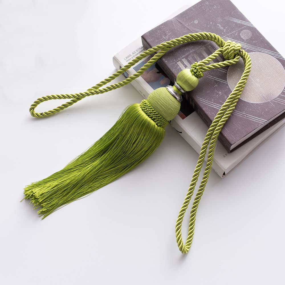 Vorhangseile Tiebacks, Vorhang-Raffhalter, Vorhanghalter, Fenster-Fransen-Vorhanggurt, einfacher Haken, Vorhanggurt, 2 Stück(Green,4 pcs)