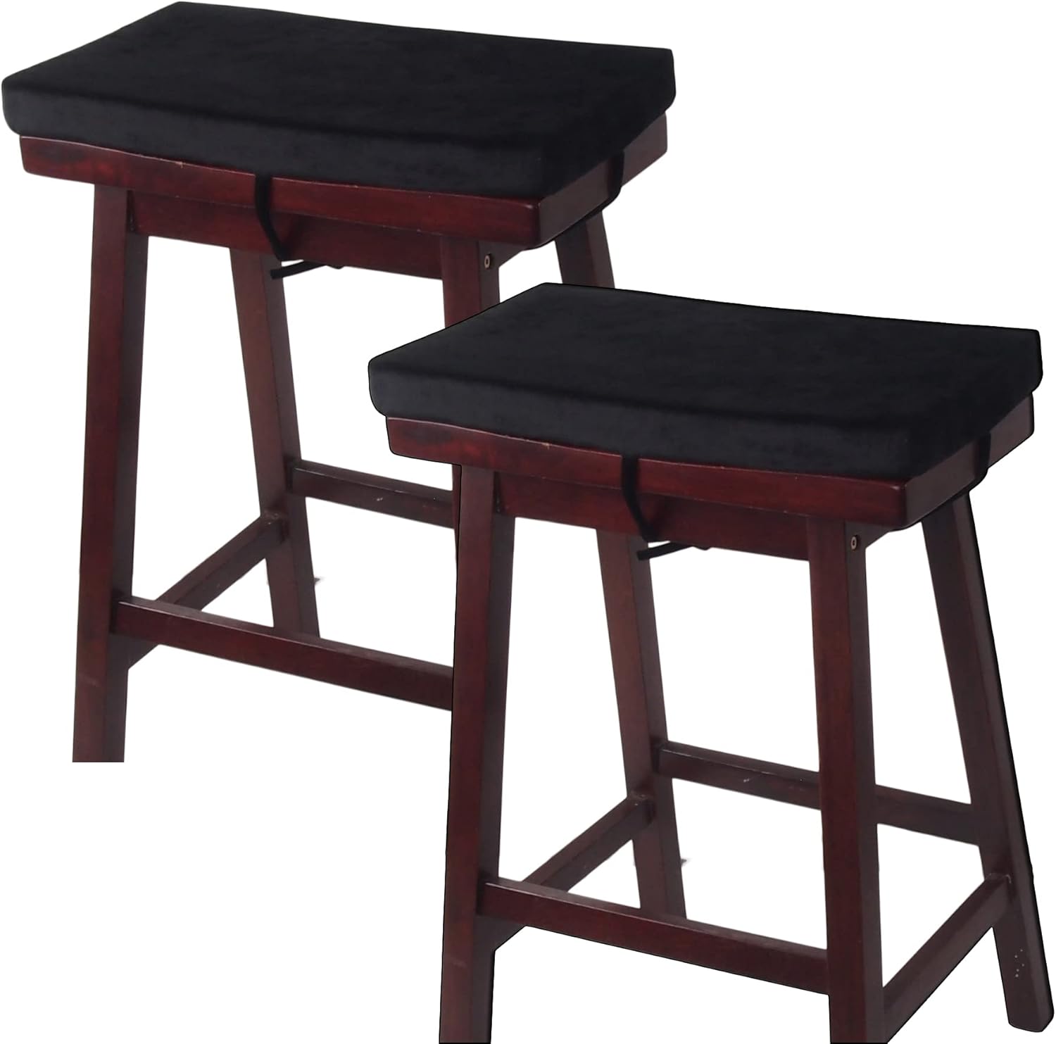 Augld 2 Pack Rectangle Vanity Stool Cushion Washable Non-Slip Makeup Stool with Ties 11.8"x15.7" Black