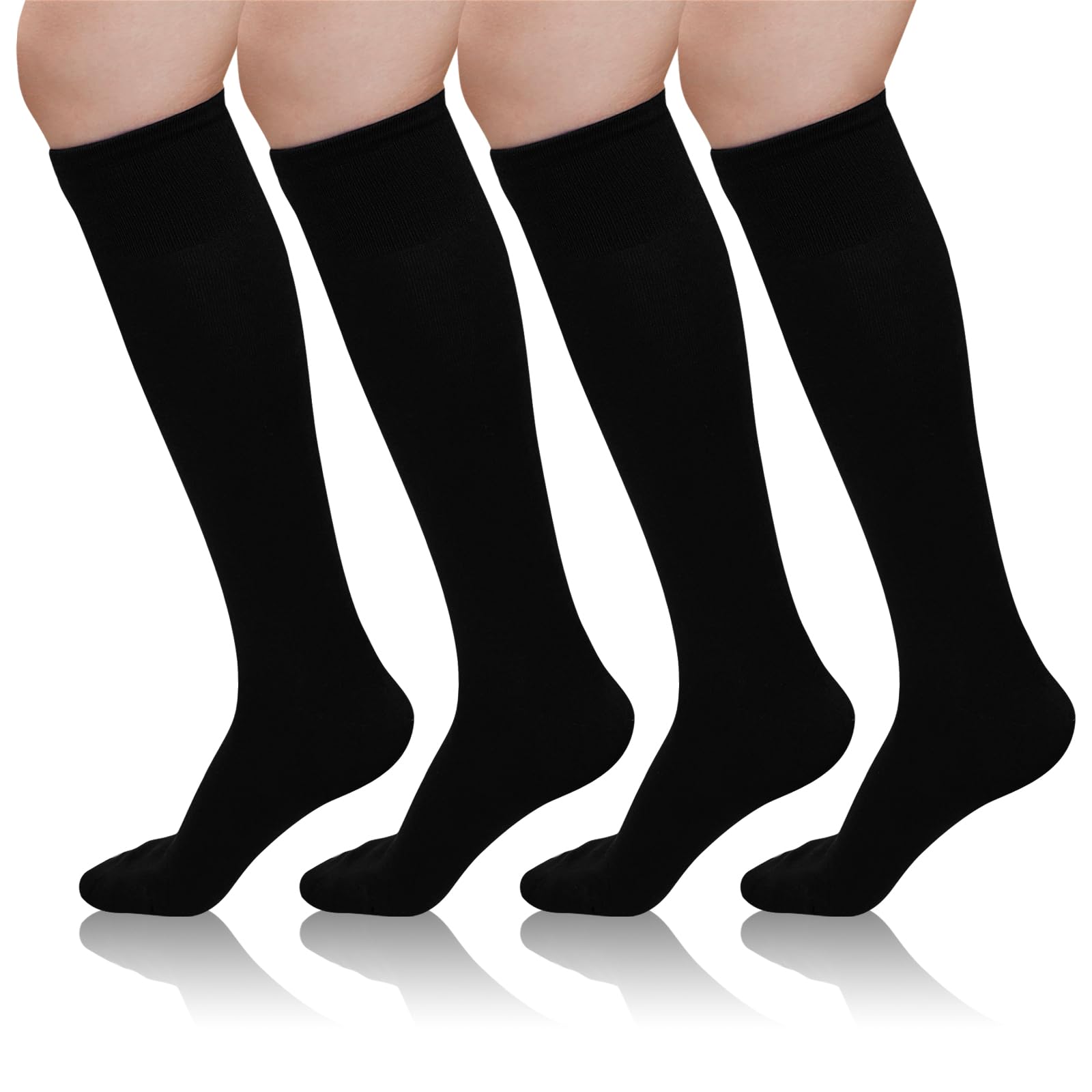 LOFIR Damen Kniestrümpfe aus Gekämmte Baumwolle: Overknee Strümpfe Lange Socken ohne Naht für Büro Alltag und Reisen 4 Paar 35-46