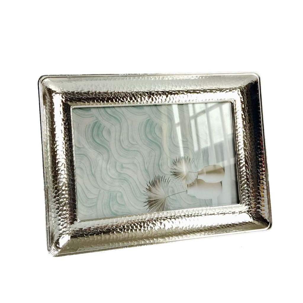 ZXWSTORE Metal Photo Frame Stand, Home Fittings Dotted Photo Frame, Silver