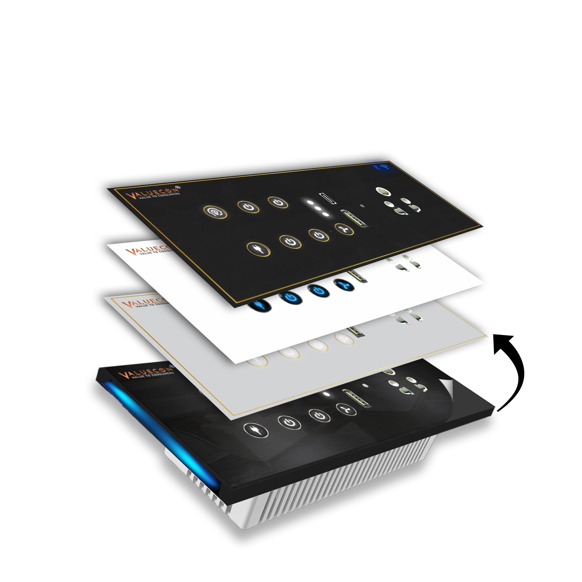 VALUECON i380 6 modular Smart Wifi Switch Board with 4 Switch,1 Fan,1 Socket, C & A type USB charging ports|Finger-touch, App Control, Voice-controlled by Alexa, Google Home, Google Assis (SLVR_MB)-image-25
