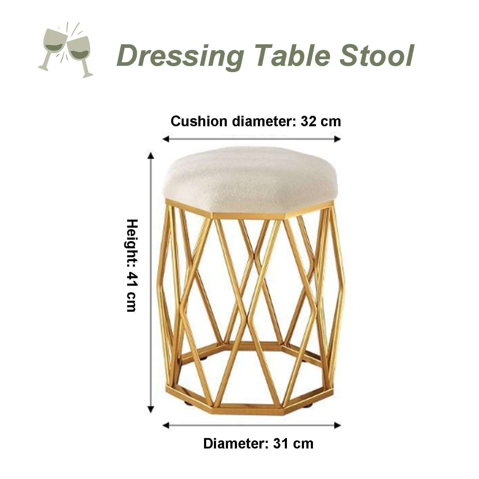 sdneNest Seduta imbottita in velluto moderno con gambe in metallo per soggiorno, camera da letto e dormitorio, elegante arredamento beige per trucco e seduta, giallo