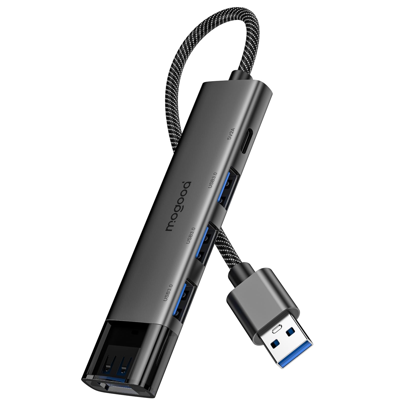 MOGOOD USB3.0 ハブ Type-A×4 5Gbps 転送 Type-C 5V 給電 15cm ケーブル付き マルチポート拡張アダプタ