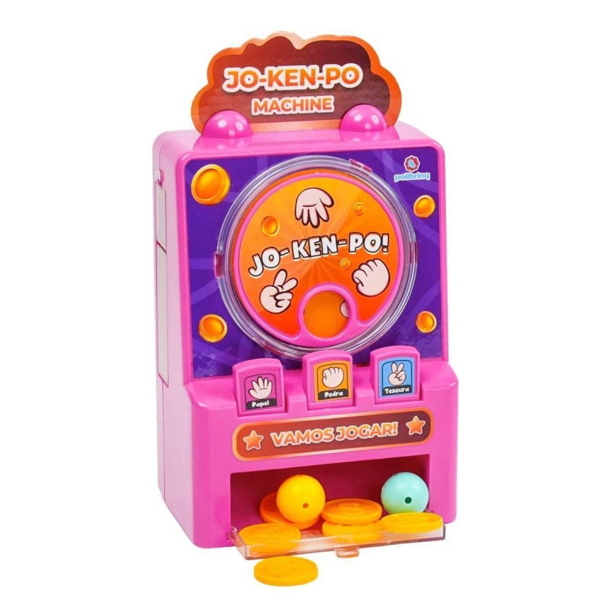 Brinquedo Infantil JO-KEN-PO Pedra Papel Tesoura com Roleta Moedas