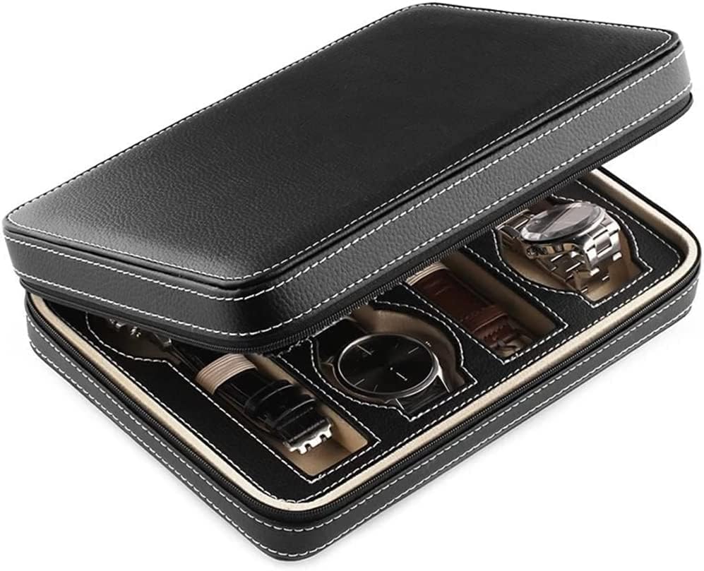 ブラック フェイクレザー ウォッチ ディスプレイ ストレージ ボックス