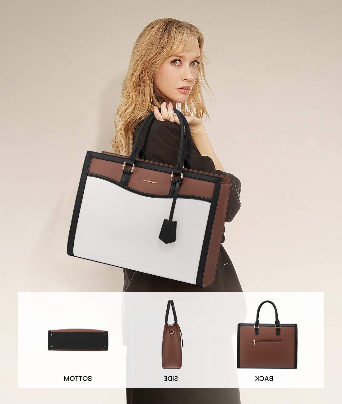 LOVEVOOK Laptop Tote Bag for Women, Office Work Bag Briefcase fit for 15.6 inch Laptop, Large Capacity Teacher Bag Handbag - Image 6