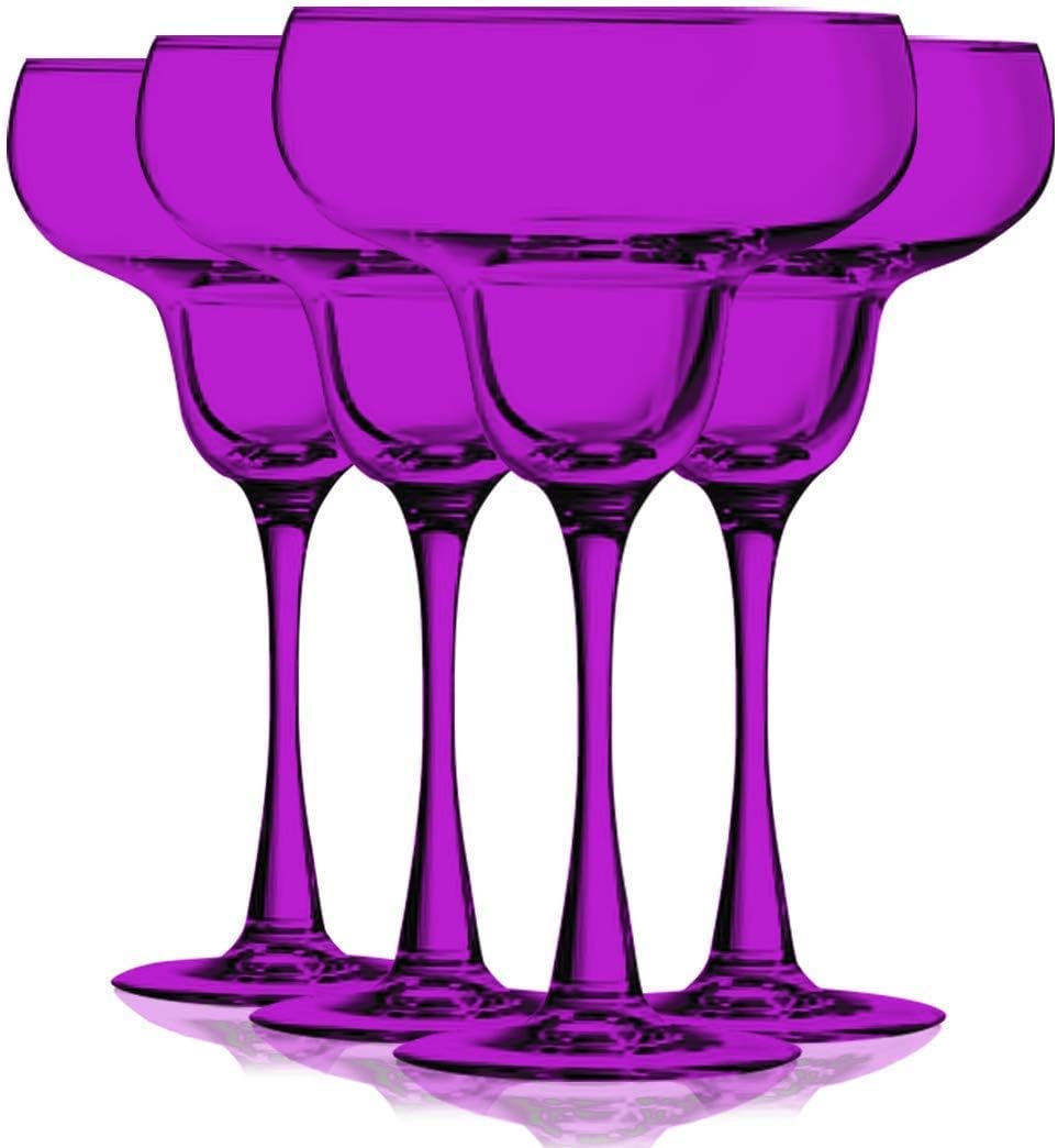 Pink Full Accent Margarita 9.5 oz Wine Glasses - Set of 4 by TableTop King - Additional Vibrant Colors Available