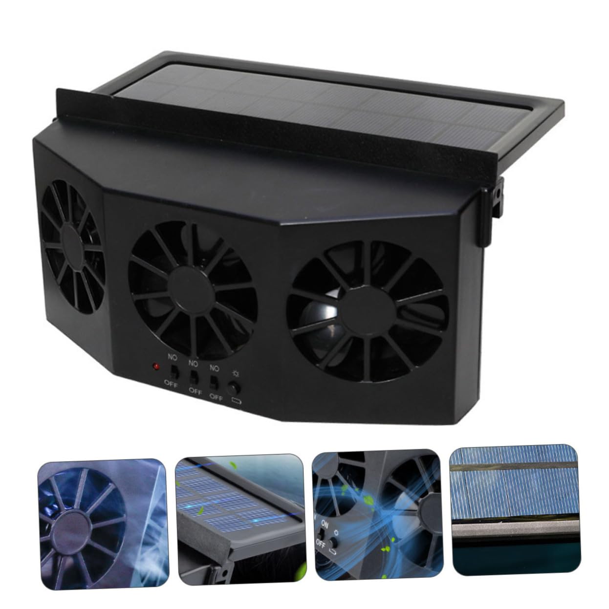 Solar Car Ventilation Fan Auto Exhaust Fan for Car 1.5w Black
