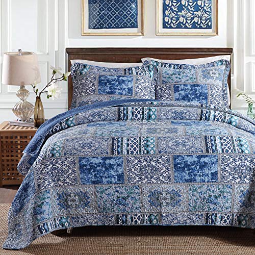 YAYIDAY Patchwork Cotton Bedspread Quilt Sets King Size - Breathable Organic Autumn Fall