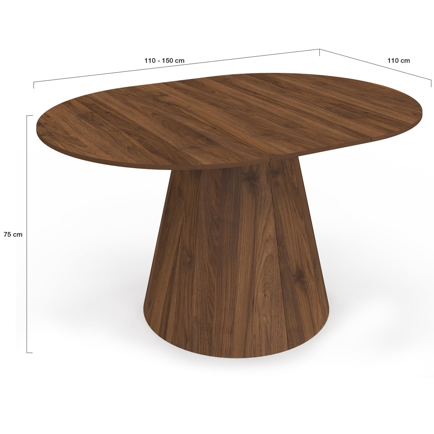 IDMarket - Table à Manger Ronde Extensible Angele 4-8 Personnes Noyer 110-150 cm