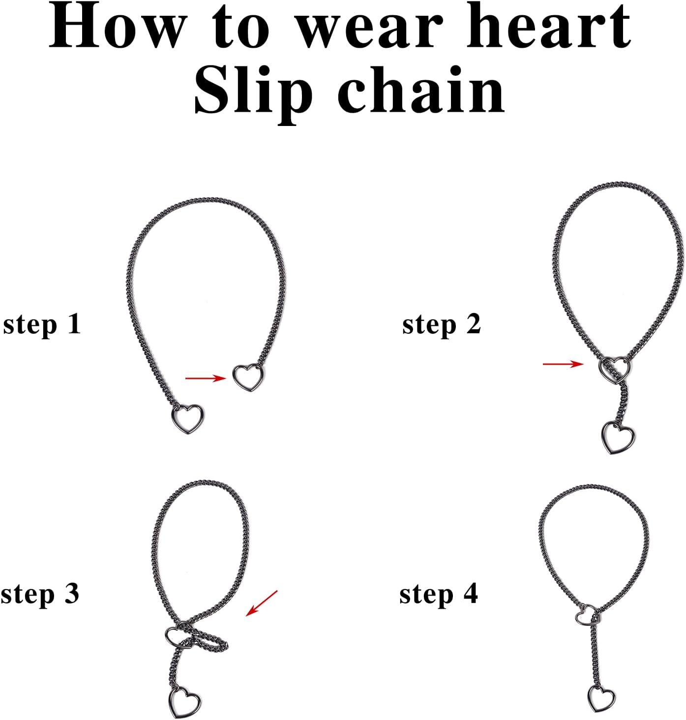 Choker Necklace for Women - Heart O-ring Slip Chain Adjustable Lariat Y-Necklace - Image 8